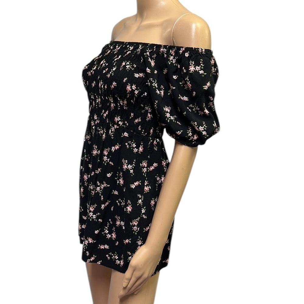Hesperus Floral Rayon Off Shoulder Shorts Romper Juniors Large - Picture 6 of 12